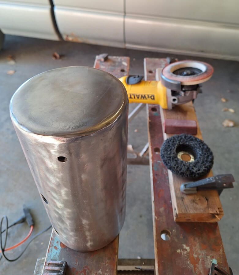 Plumber's Teapot. Sculpture project making a hidden teapot. 2023, steel, iron, brass.