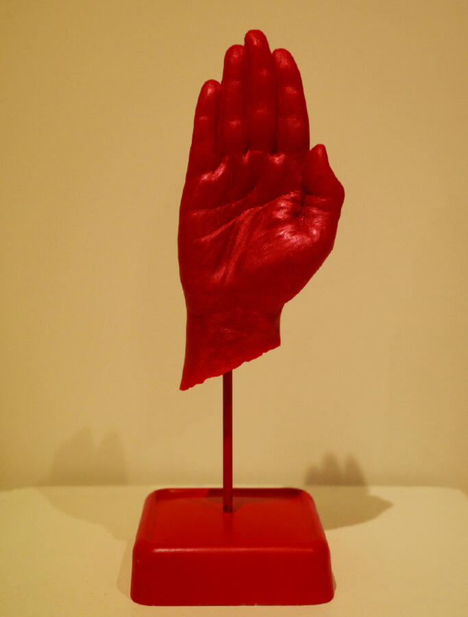 Wax cast of the Red Hand of Ulster. 2025