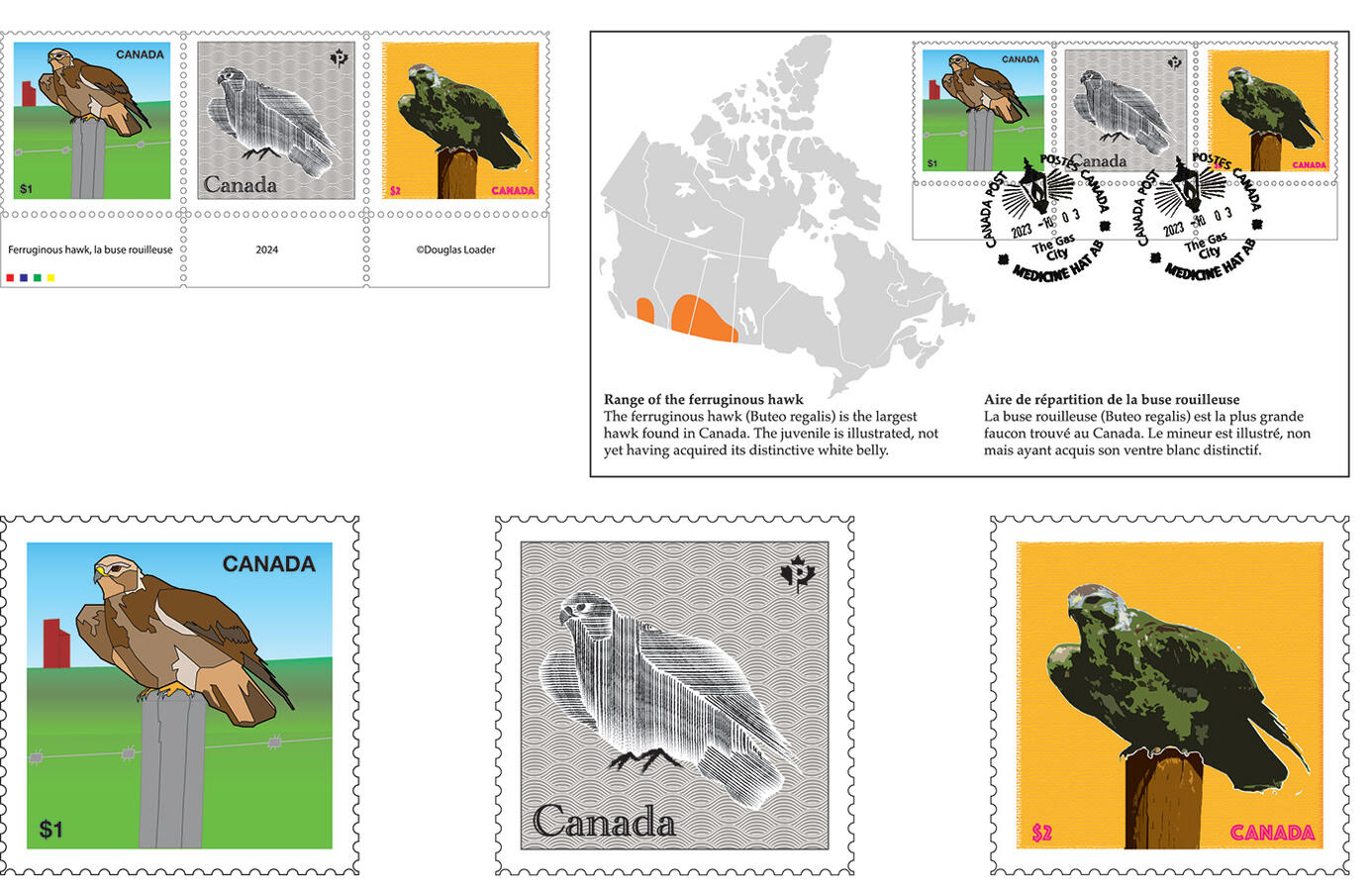 Graphic design project to product a first day cover of a Canadian stamp. 2023, Illustrator and Photoshop.