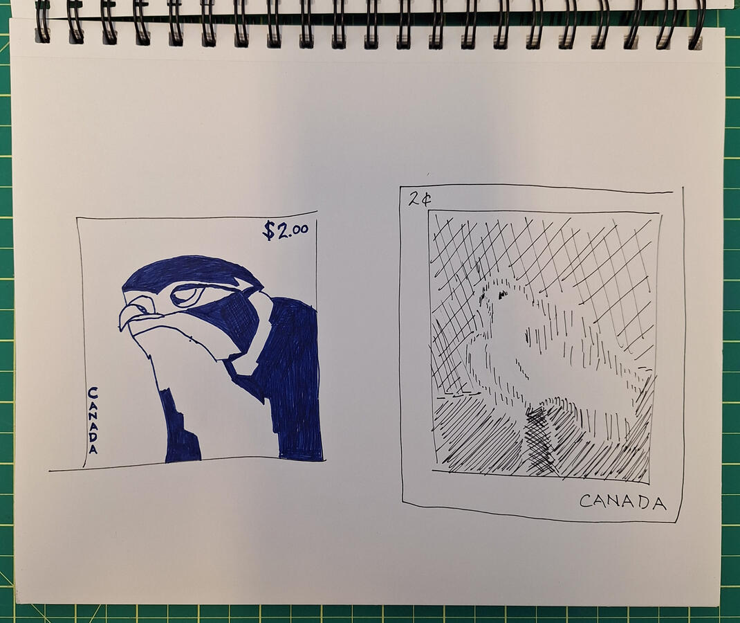 Graphic design project to product a first day cover of a Canadian stamp. 2023, Illustrator and Photoshop.