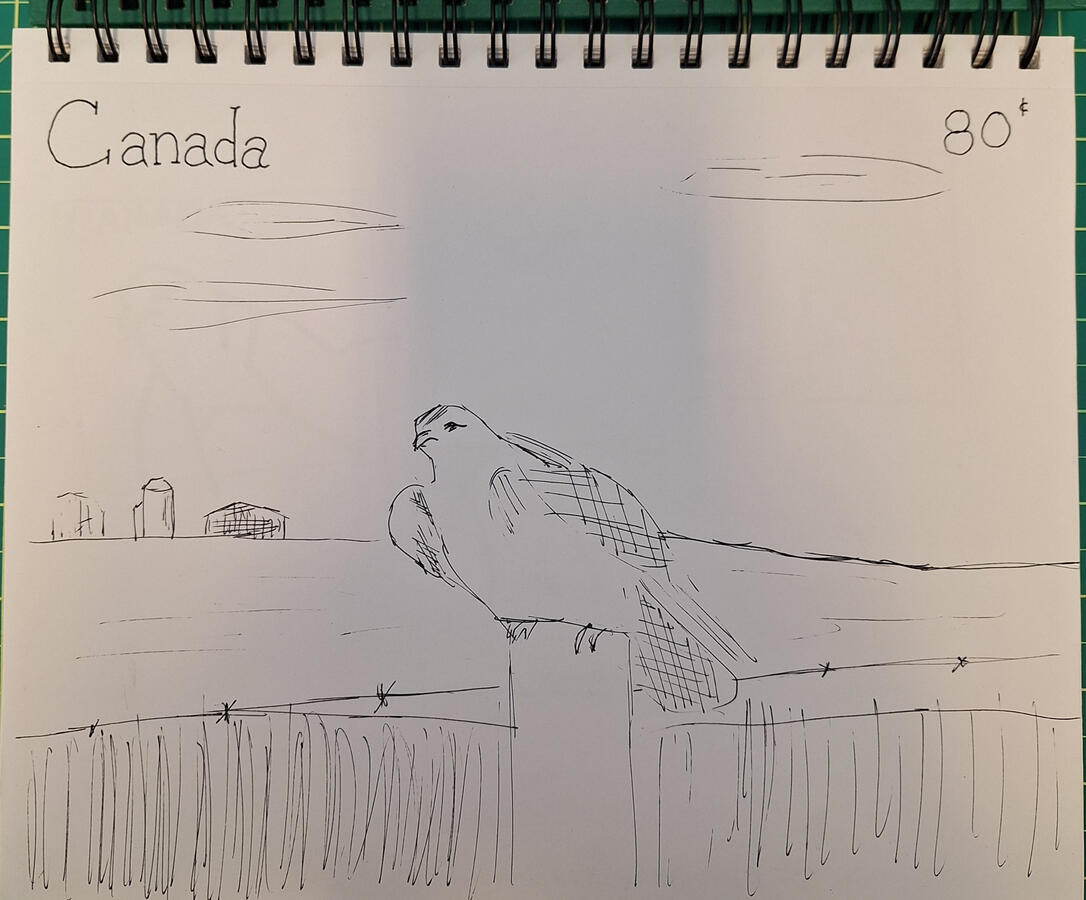 Graphic design project to product a first day cover of a Canadian stamp. 2023, Illustrator and Photoshop.