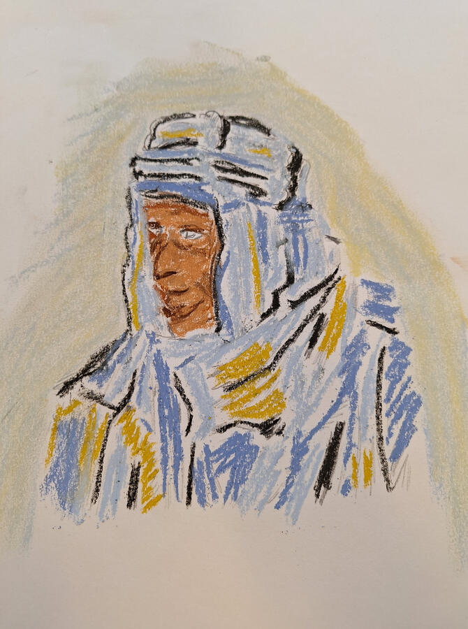 Faisal and Lawrence. 2024, collage, pencil, ink.